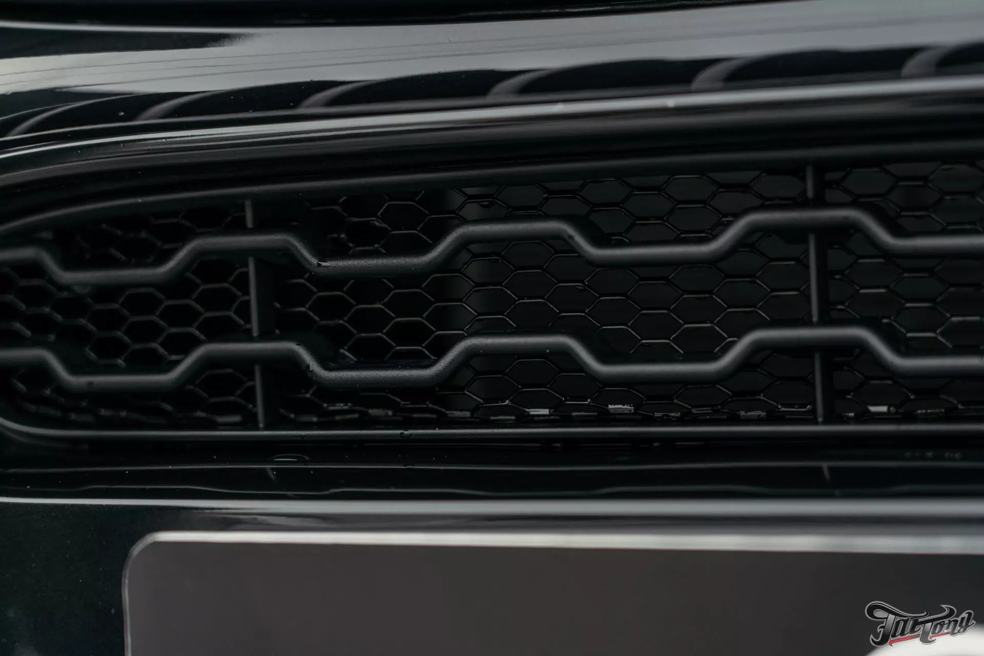 BMW X6. Перетяжка потолка в алькантару. Установка дополнительных сеток в бампер